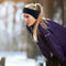 Outdoor Fleece Ponytail Headband Yoga Running Fitness Sweatband (Navy Blue) A