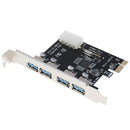 5 Gbps PCI Express to USB 3.0 Hub Splitter Card External Expansion, 4 Ports for