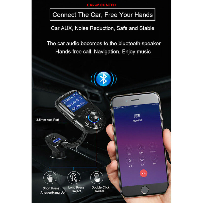 Car Bluetooth Kit Wireless Radio Adapter MP3 Player USB Charger Speakerphone