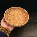 Handmade Autumn Rattan Weaving Round Storage Basket Fruit Dish Rattan Bread