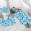 4Pcs Home Bathroom Decor Set Bathroom Blue Stripes Pattern Toilet Seat Cove