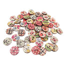 50 x Mixed Random Round Painted Buttons Made of Coconut for DIY Sewing Craft