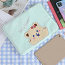 11 inch Laptop Bag Cute Bear Pouch Case for iPad Protective Cover (Green) A