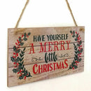 Have Yourself a Merry Little Christmas Holly Wood Plank Design Hanging Sign O4H2