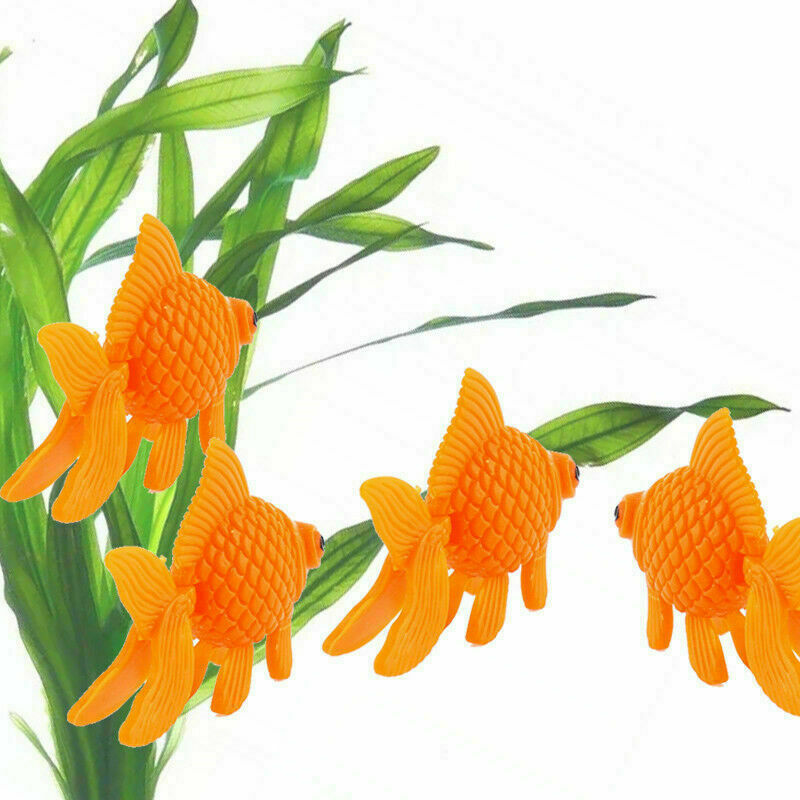10pcs Orange Plastic Fish Tank Ornament .Artificial Goldfish Tail Swing A2T9