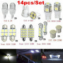 14Pcs LED Interior Package Kit For T10 36mm Map Dome License Plate Lights White.