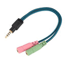 3.5mm 2 Female to 1 Male Headphone Stereo Audio Y Splitter Cable for Laptop