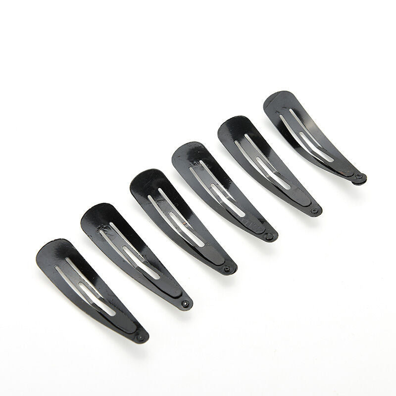 100 Pcs Girls Kids Hair Snap Clips Black Metal BB Hairclip Accessories 5cm S Nw