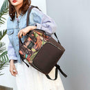 Mummy Maternity Backpack Plant Print Baby Diaper Shoulder Bags (Dark Brown) A