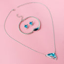 Fashion Butterfly Jewelry Sets Necklace + Earring+Bracelet Crystal Set