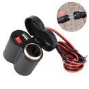 12V-24V Waterproof Motorcycle/Bike Cigarette Lighter Charger Socket USB PowerM&O