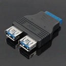 Motherboard USB 3.0 20 Pin Header Female to A Female Adapter 2 Ports Dual RVG