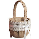 Women Wedding Flower Basket Rustic Lace Purfle Knot Bridal Basket Girl'S Fl