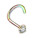 5 Pieces 20g Crystal Rhinestone Inlaid Stainless Steel Ear Nose Stud Curved