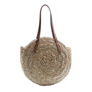 Women Bohemia Wind Beach Circle Round Rattan Straw Summer Travel Shoulder B