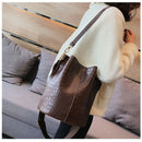 Women Large Capacity Alligator Bucket Bags Crocodile Pattern Handbag Casual I1A4