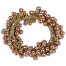 Women Pearls Beads Hair Band Rope Scrunchie Ponytail Holder (Khaki)