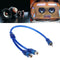 1pc 30cm 2 RCA Female to 1 RCA Male Splitter Cable for Car Audio System