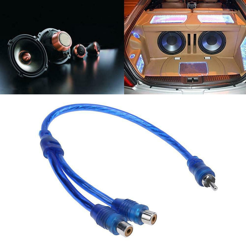 1pc 30cm 2 RCA Female to 1 RCA Male Splitter Cable for Car Audio System