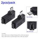 2pcs 90 Degree Micro USB Female to Micro USB Male Adapter Connector