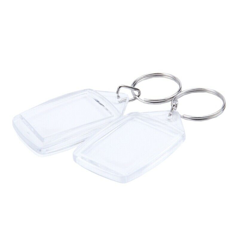 5x Clear Acrylic Blank Keyrings Insert Passport Photo Keychain Keyfob G2H8