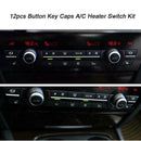12pcs Button Key Caps A/C Heater Switch Kit for BMW F07 GT/F10/F11 F01/F02