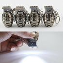 Mens Metal Keyring Retro Led Hand Grenades Super Bright  Flashlight Key Chain