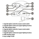 2-Way Car Cigarette Lighter Socket Splitter+ 3-Port USB Charger Adapter