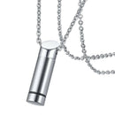 Stainless Steel Cylinder Tube Urn Ash Memorial Keepsake Chain Necklace