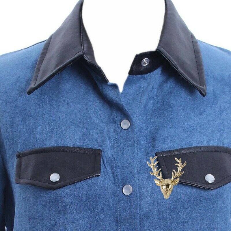 1 x Gorgeous Christmas Antler Deer Head Collar Brooch Pin Xmas Gift Unisex- G2M3