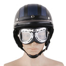 Motorcycle Motorbike Open Face Helmet Visor with Goggles - Blue