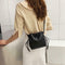Solid Color Shoulder Handbags Women Leather Drawstring Satchel Bags (Black)