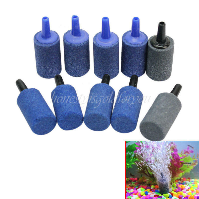 10 Pcs Cylinder Airstone Bubble Release Aquarium Fish Tank Air Stone 1.5x1.5x4cm