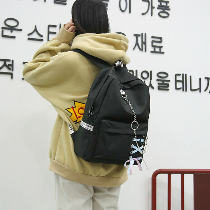Fashion big capacity shopping bag laptop backpack rucksack canvas bags stud W9U7