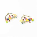 4Pieces Mini Bird Flower Birdcage Enamel Alloy Charms Pendant Jewelry Crafts