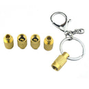 Off Road Vehicle Tire Air Deflator Brass Tyre Air Down Tool + 4 Valve Caps