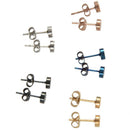 5 Pairs Stainless Steel Stud Earring Piercings with Storage Pouch for Men a P3U6