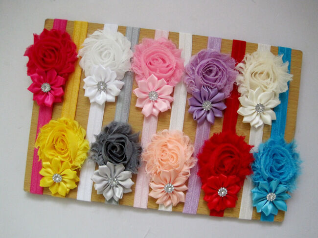 10 x Girl Newborn Baby Toddler Infant Flower Headband Hair Bow Band Photo Props