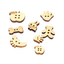 100x/Set Natural Wood Mix Cotton Animal 2 Holes Buttons DIY Craft Decoration OZ