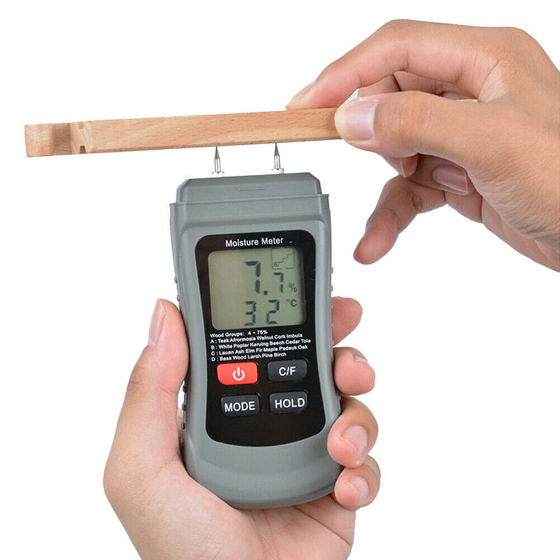 2 Pins LCD Digital Wood Moisture Meter Humidity Tester Timber Damp Detector A