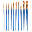 10pcs Blue Watercolor Gouache Paint Brushes Nylon Hair Painting Brush Set