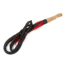 1Pc Black Cowhide Wooden Hand-braided Leather Pull Whip Bullwhip with Handle