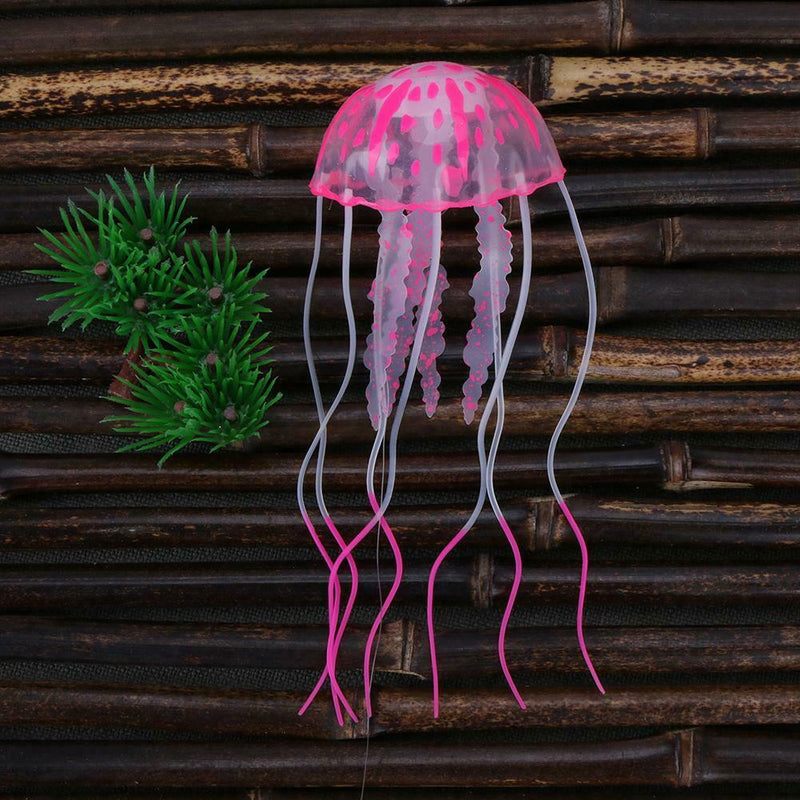 Simulation Artificial Jellyfish Glowing Aquarium Fish Tank Decor(Red)