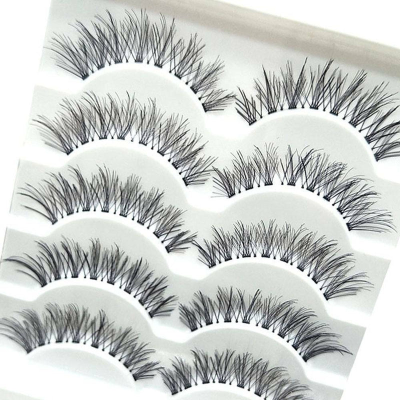 5Pair Natural Thick Cross Eye Lashes Extension Makeup False Eyelashes Clear Band