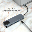5 in 1 USB 3.1 Type-C HUB Aluminum Alloy 4K HDMI 2 USB3.0 PD RJ45 Adapter