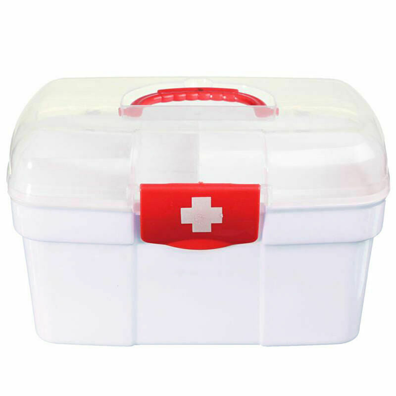 White 2 Layers Health Pill Medicine Chest First Aid Hold Box Storage H3J9 E0P7