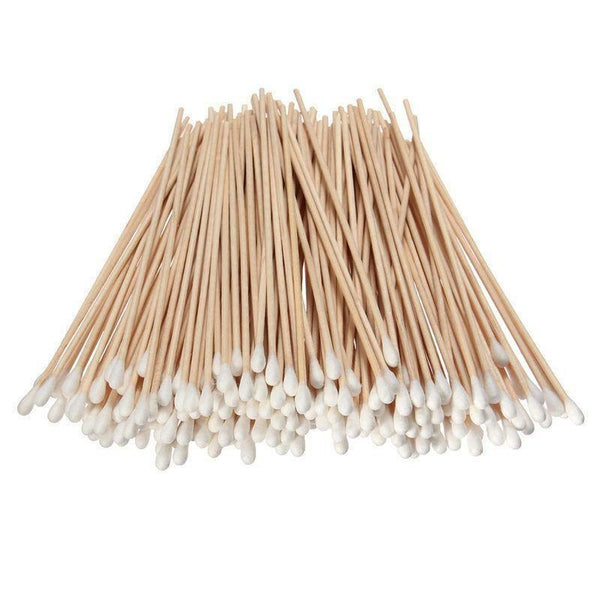 200pc 6" Long Wood Handle Cotton Swab Buds Applicators Lab Cleaning Tool Kit