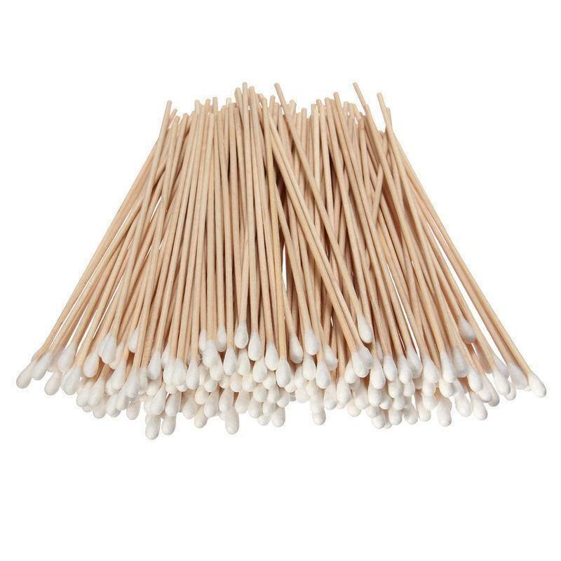 200pc 6" Long Wood Handle Cotton Swab Buds Applicators Lab Cleaning Tool Kit