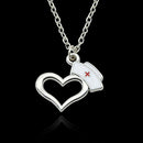 Women Novelty Alloy Heart Necklace Nurse Stethoscope Chain Link Pendant Gift 1PC