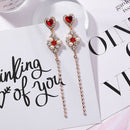 Crystal Fashion Women'S Pendant Earrings Red Crystal Long Tassel Earrings W